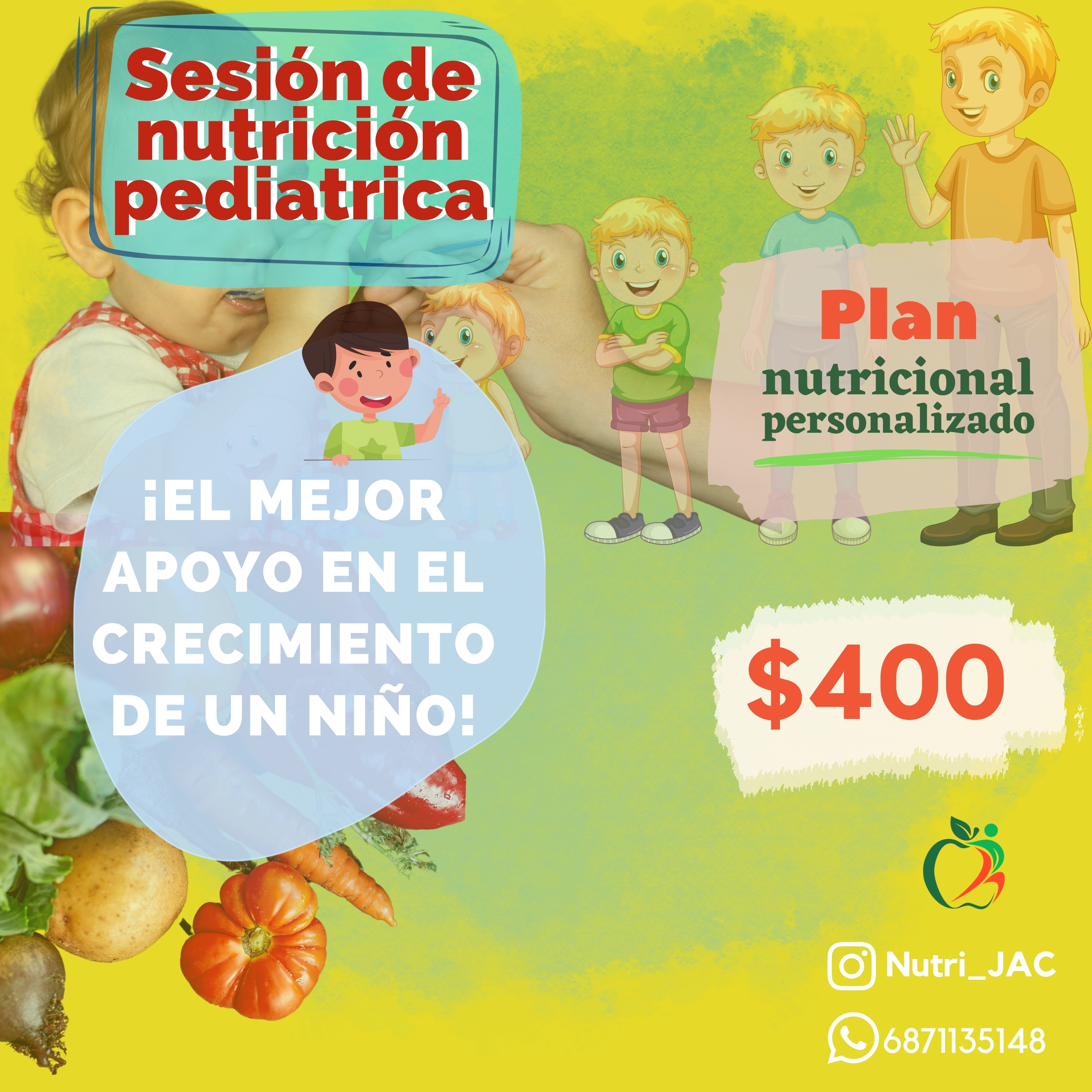 Imagen de un flayer para agendar tu cita de nutricion pediatrica